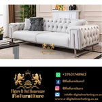 Fio White 3 Seater  Bonded Leather  Chesterfield Couch - Figure  It Out Furniture