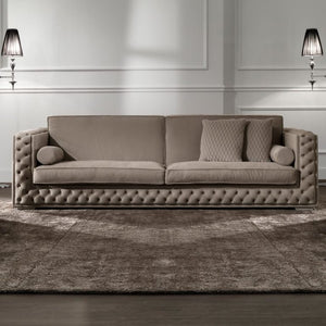 Diamond Cut Deep Button Box Velvet Sofa