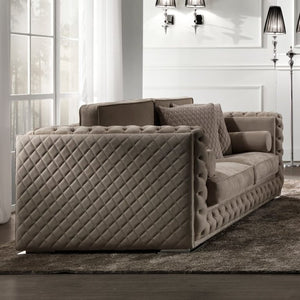 Diamond Cut Deep Button Box Velvet Sofa