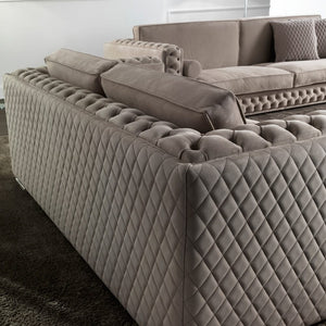 Diamond Cut Deep Button Box Velvet Sofa