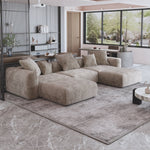 Modular Sectional Sofa, Corduroy U Shaped Sofa Couch with Chaise Ottomans - Brown