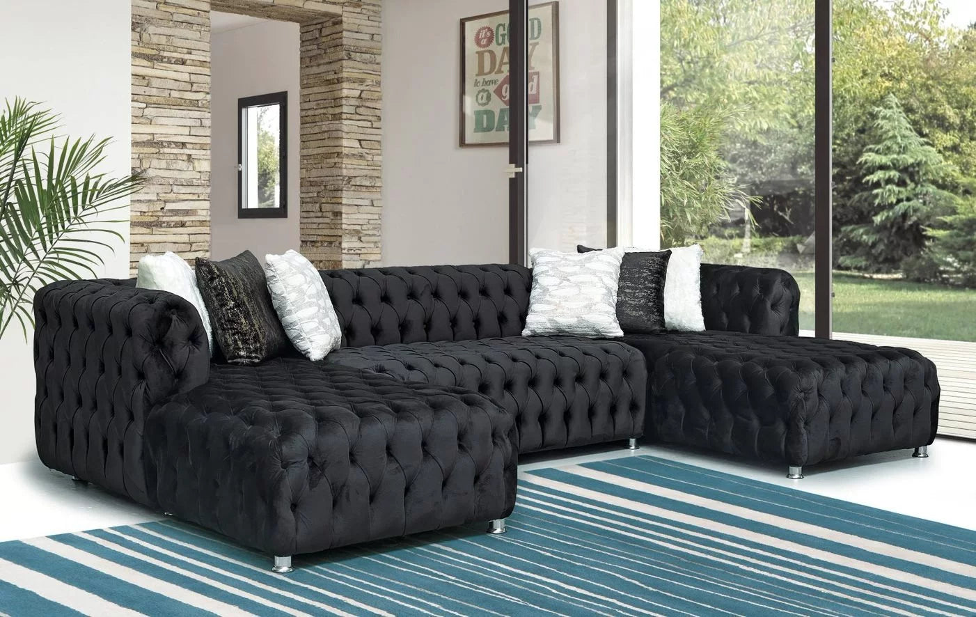 Faraai Velvet U-Shape Chesterfield sofa.