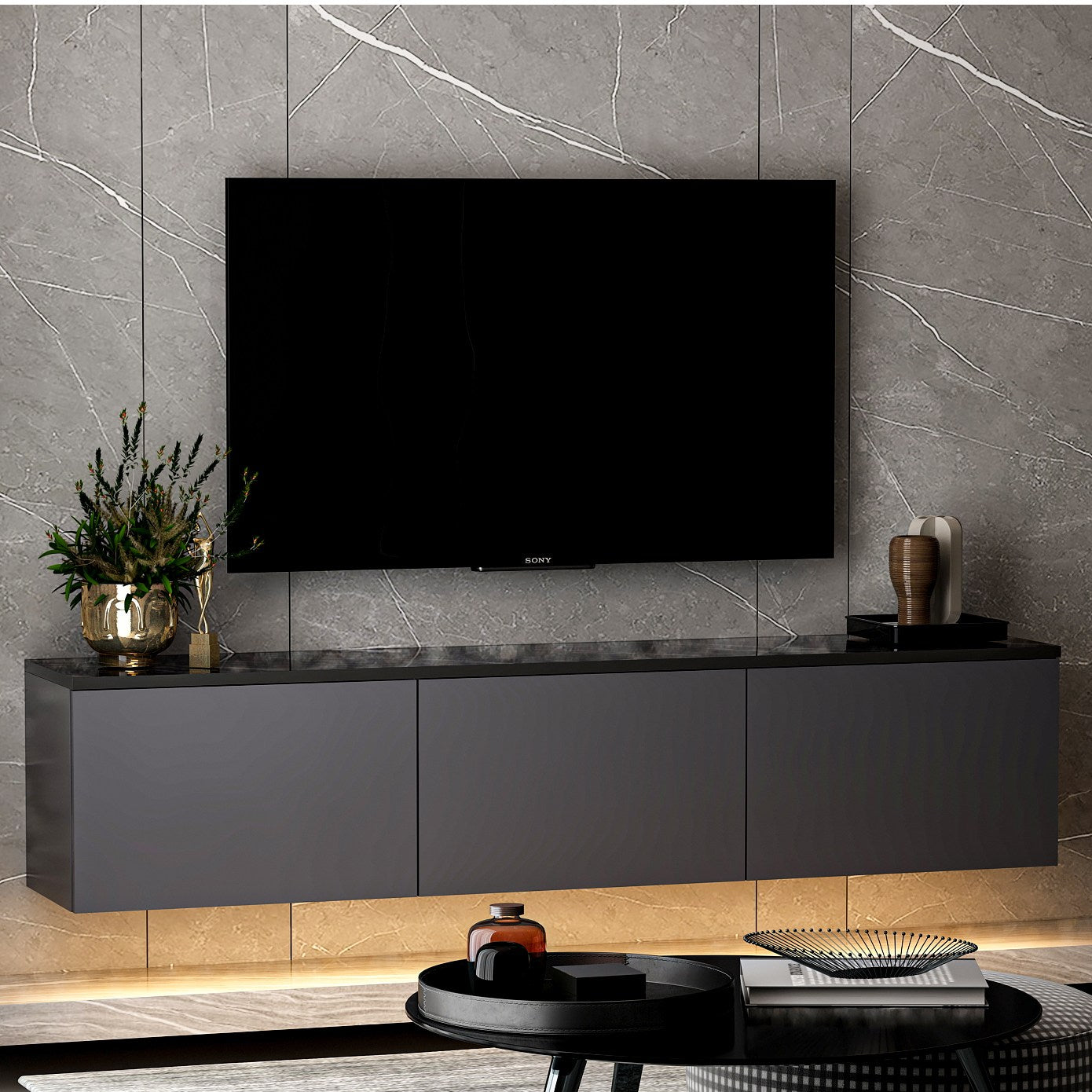 TV Stand Neon Illuminated - Anthracite