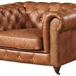 Chesterfield Brown Genuine Leather one Seater Sofa