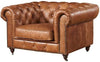 Chesterfield Brown Genuine Leather one Seater Sofa