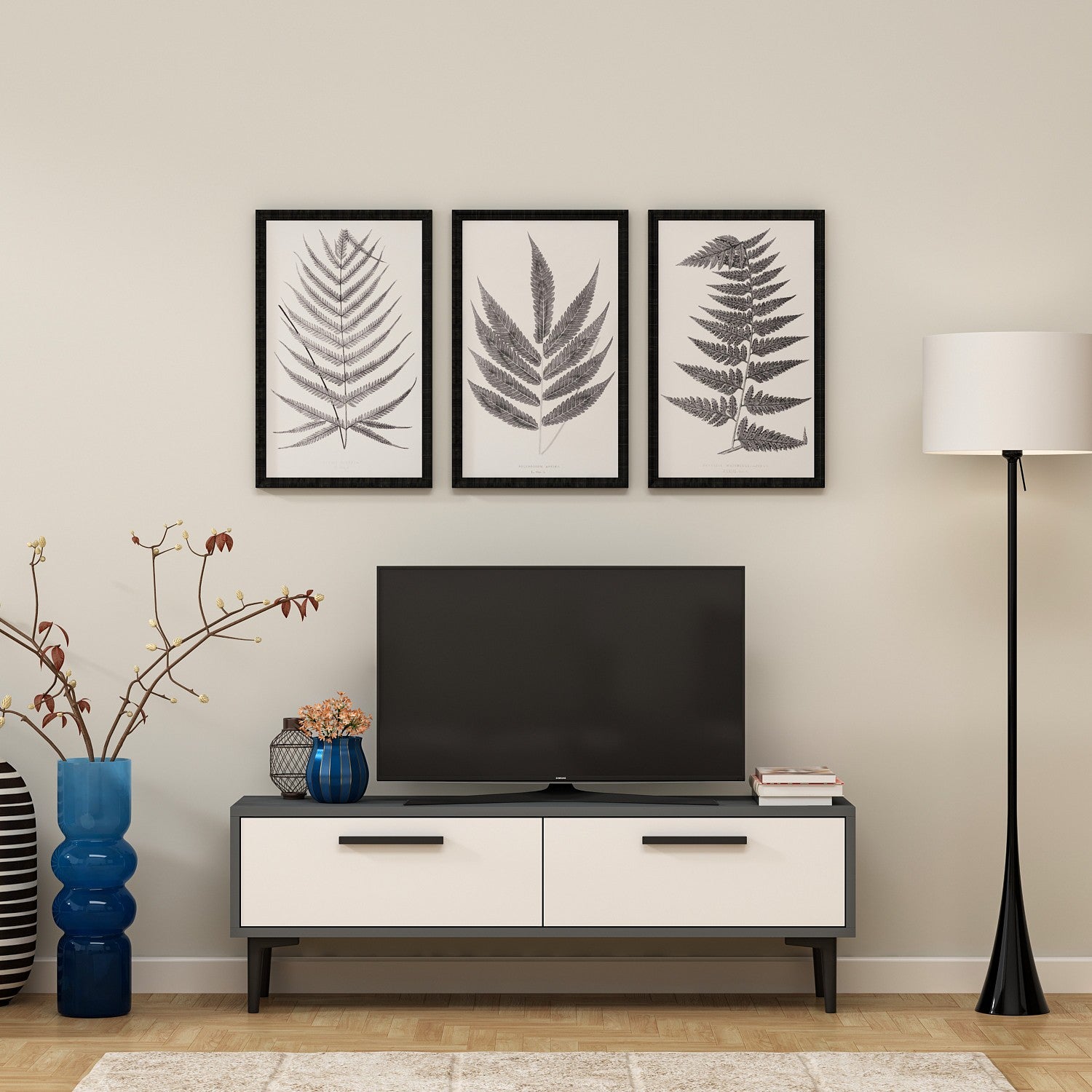 TV Stand Leni - Anthracite, White
