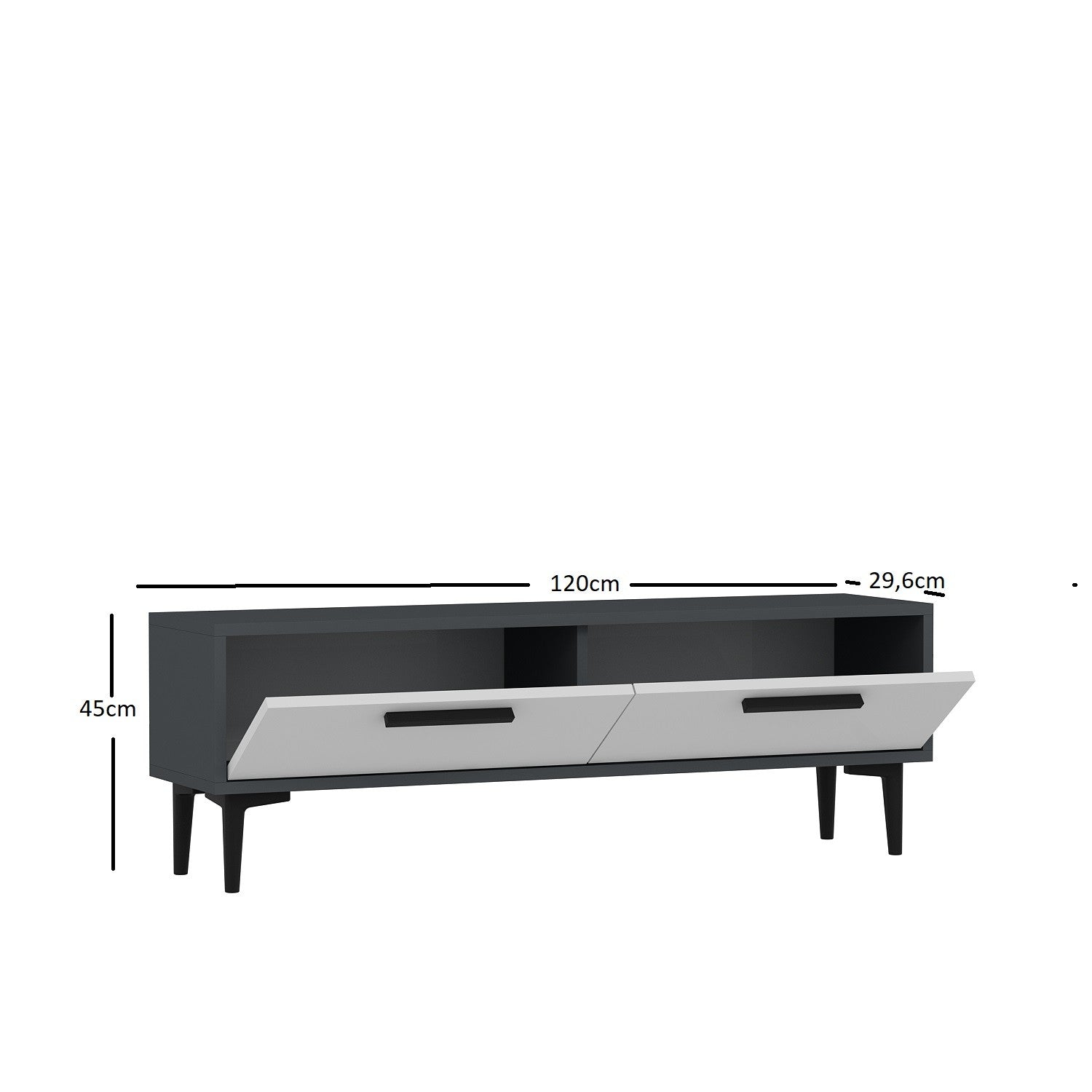 TV Stand Leni - Anthracite, White