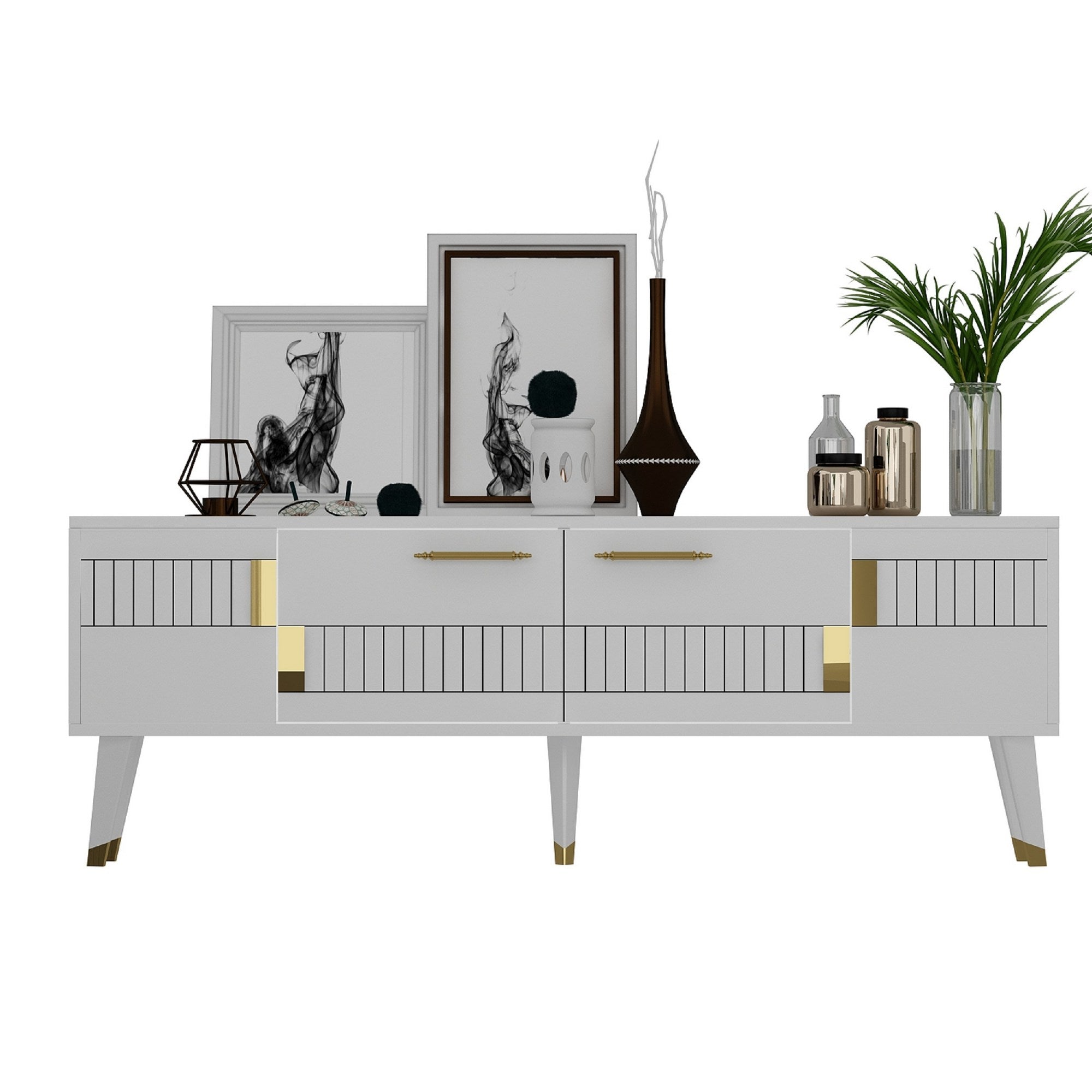 TV Stand Moda - White, Gold