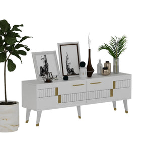 TV Stand Moda - White, Gold