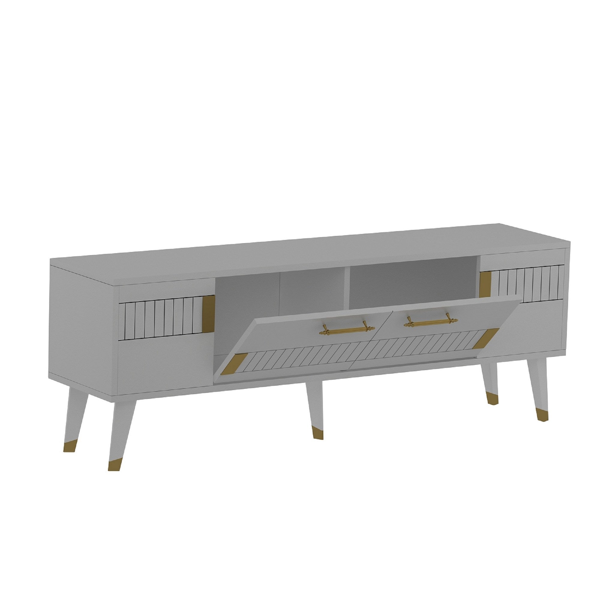 TV Stand Moda - White, Gold