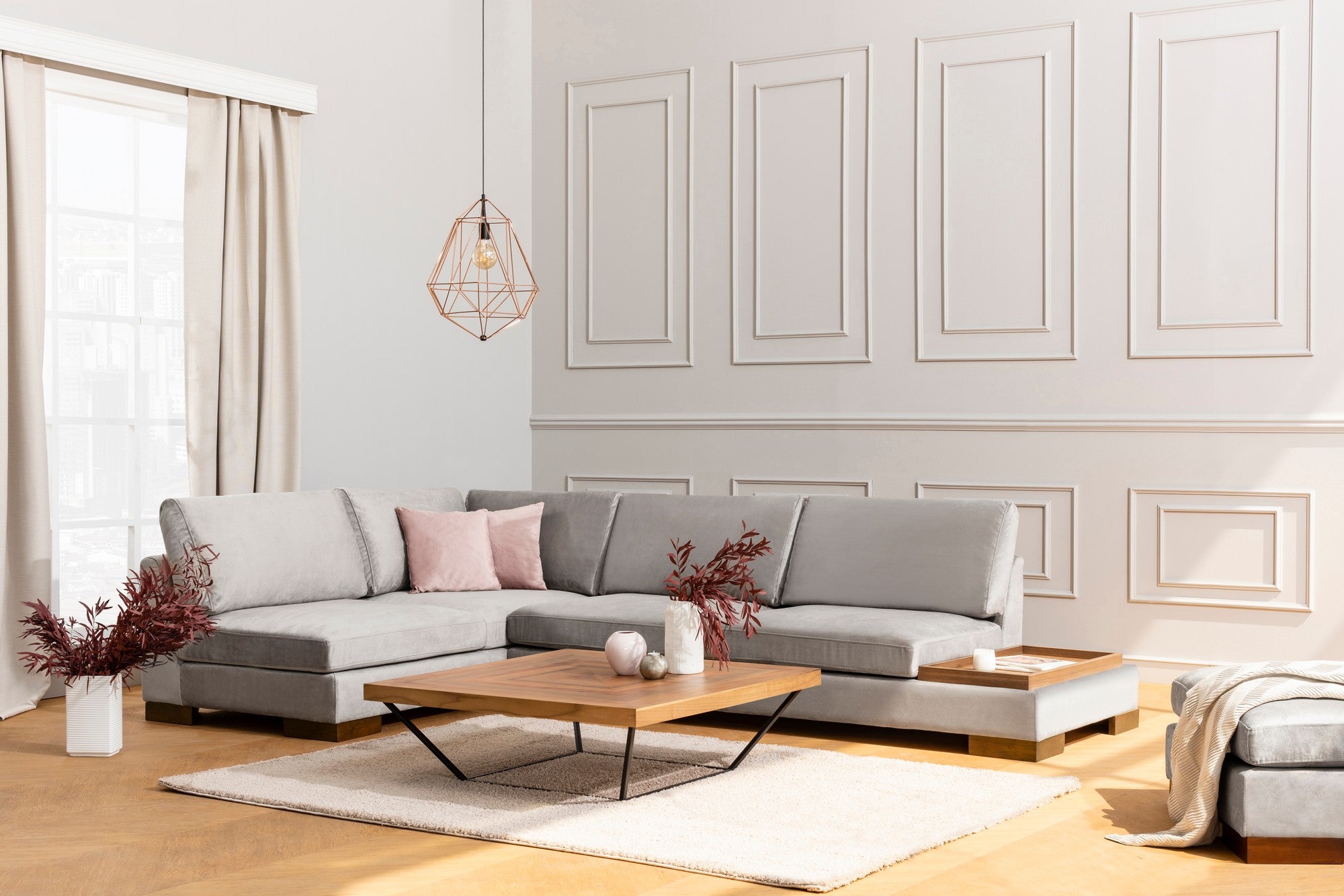 Tulip Corner Left Without Pouf - Beige