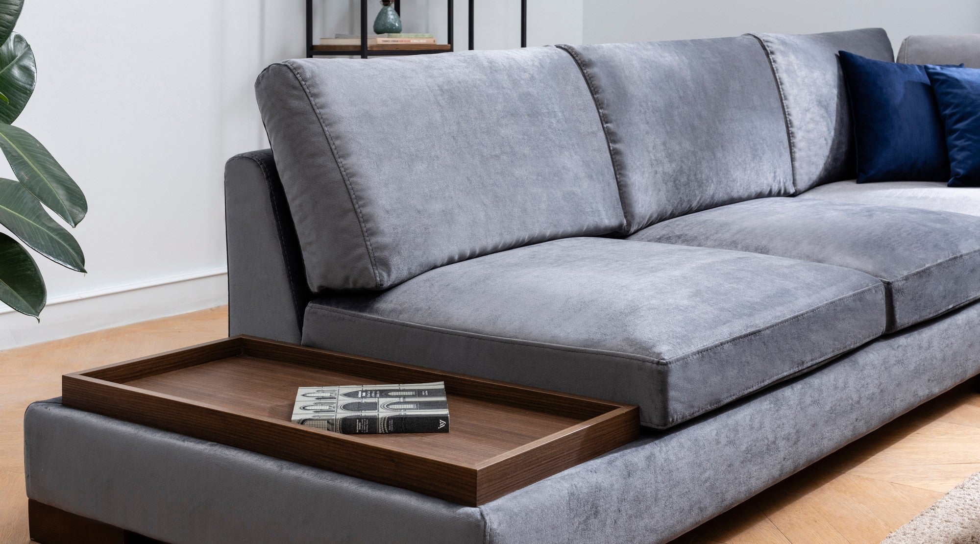 Tulip Corner Right With Pouf - Light Grey