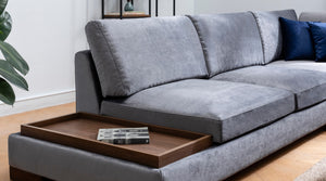 Tulip Corner Right With Pouf - Light Grey