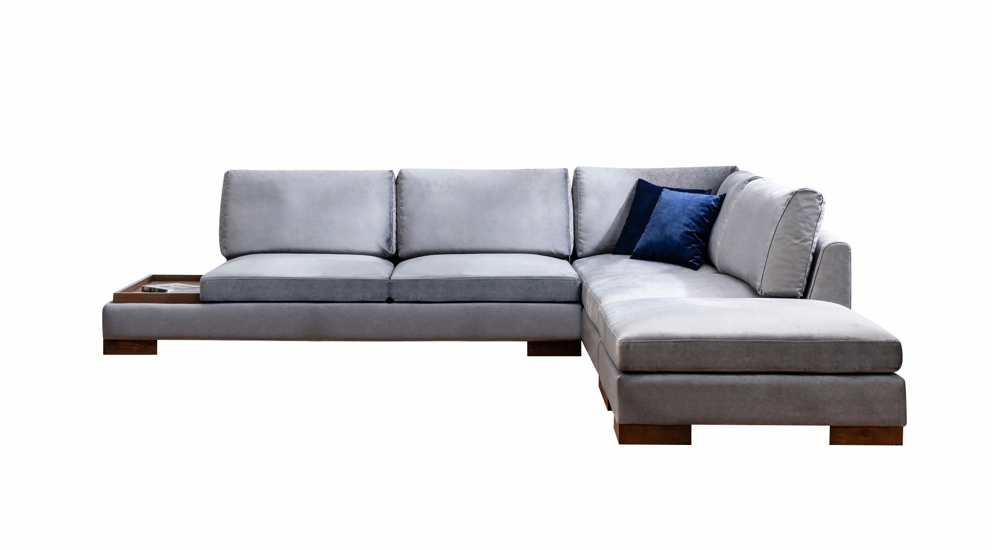 Tulip Corner Right With Pouf - Light Grey
