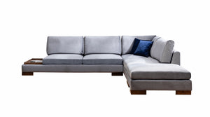 Tulip Corner Right With Pouf - Light Grey