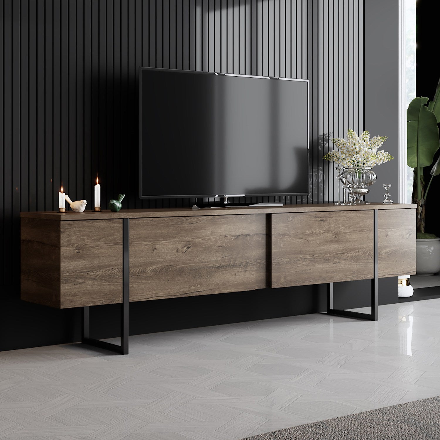 TV Stand Luxe - Walnut Black