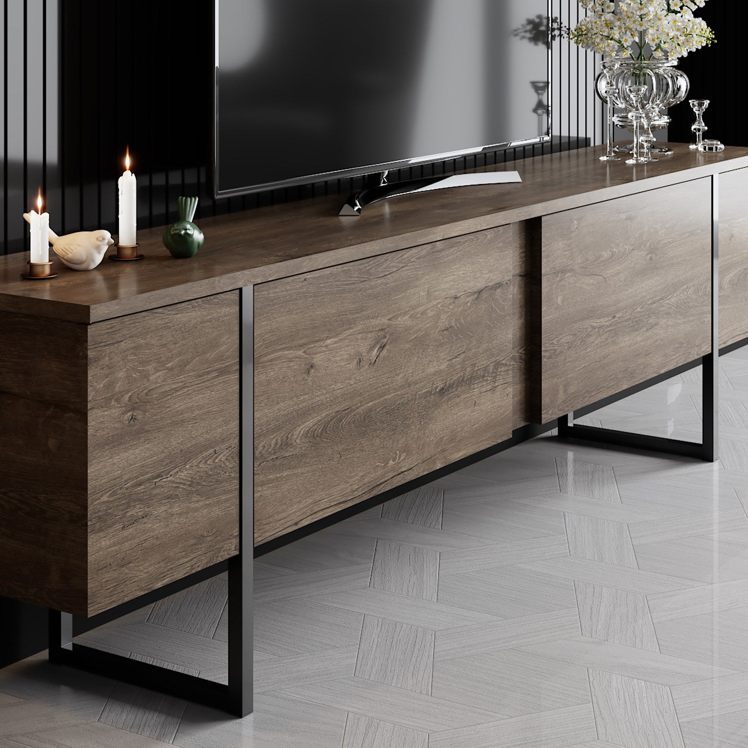 TV Stand Luxe - Walnut Black