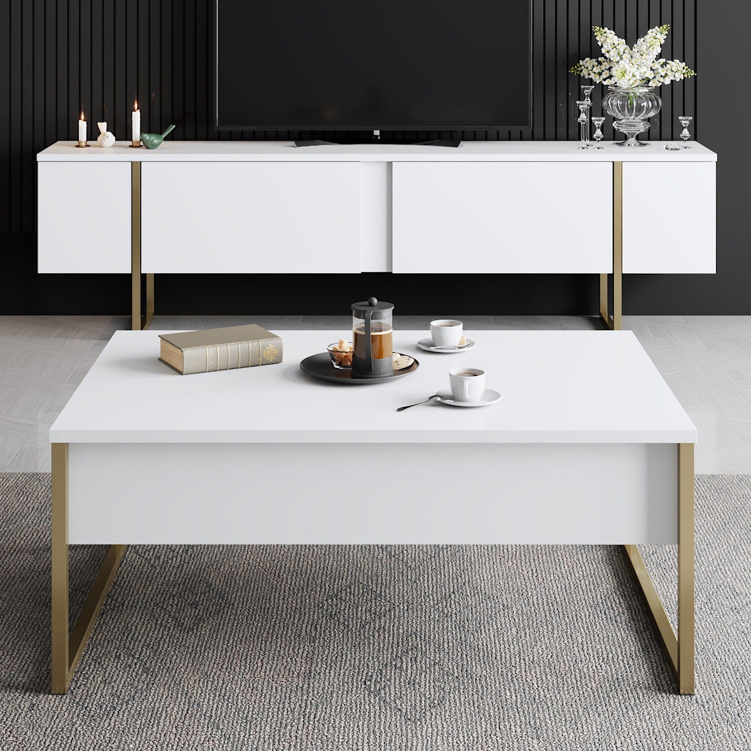 Coffee Table Luxe - White, Gold