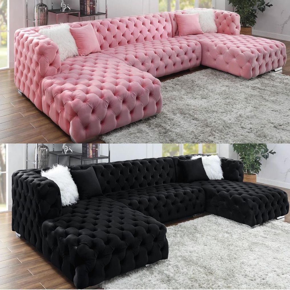 Faraai Velvet U-Shape Chesterfield sofa.