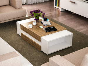 Coffee Table Nora - White, Walnut
