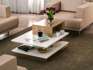 Coffee Table Venüs - White, Walnut