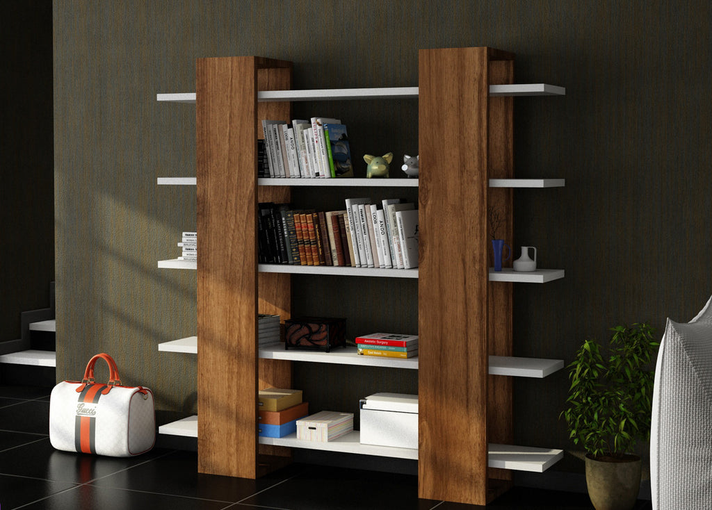 Bookshelf Pool - White, Walnut