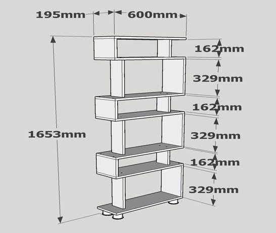 Bookshelf Blok - White, Walnut