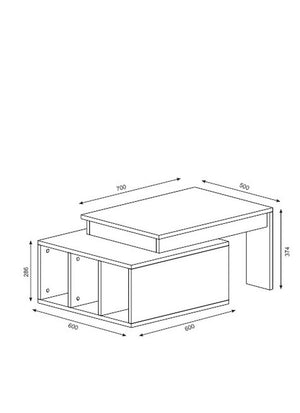 Coffee Table Kolarado - White, Wanut