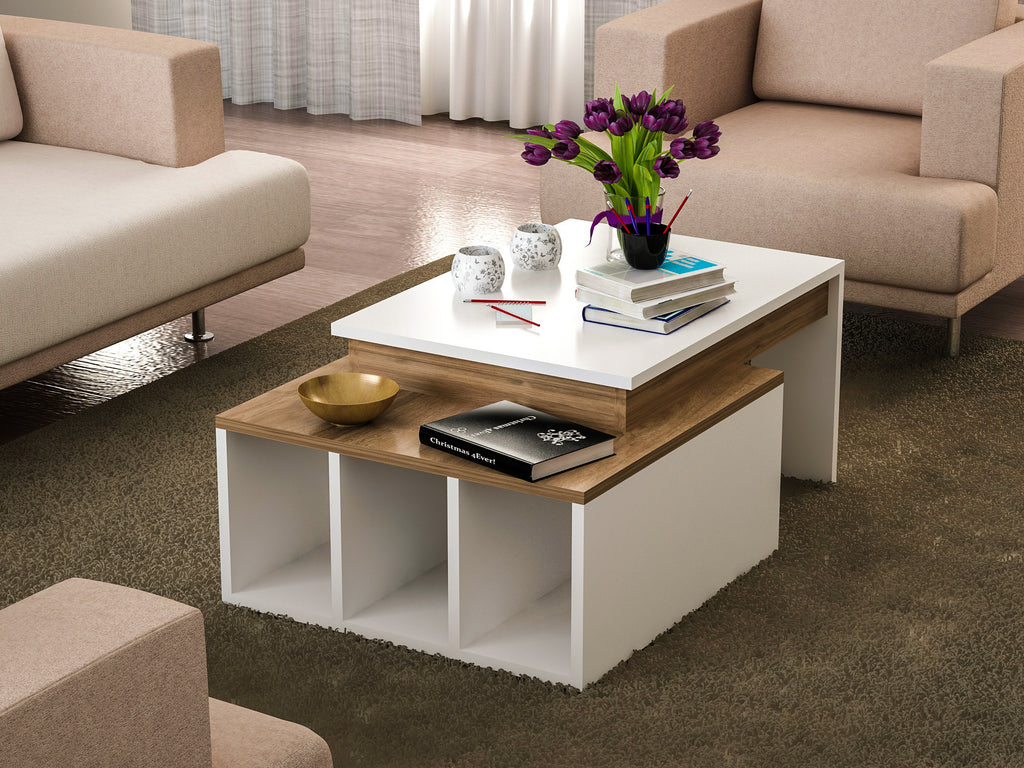 Coffee Table Kolarado - White, Wanut