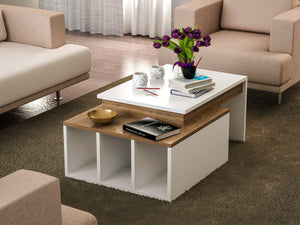 Coffee Table Kolarado - White, Wanut