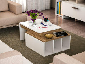 Coffee Table Kolarado - White, Wanut