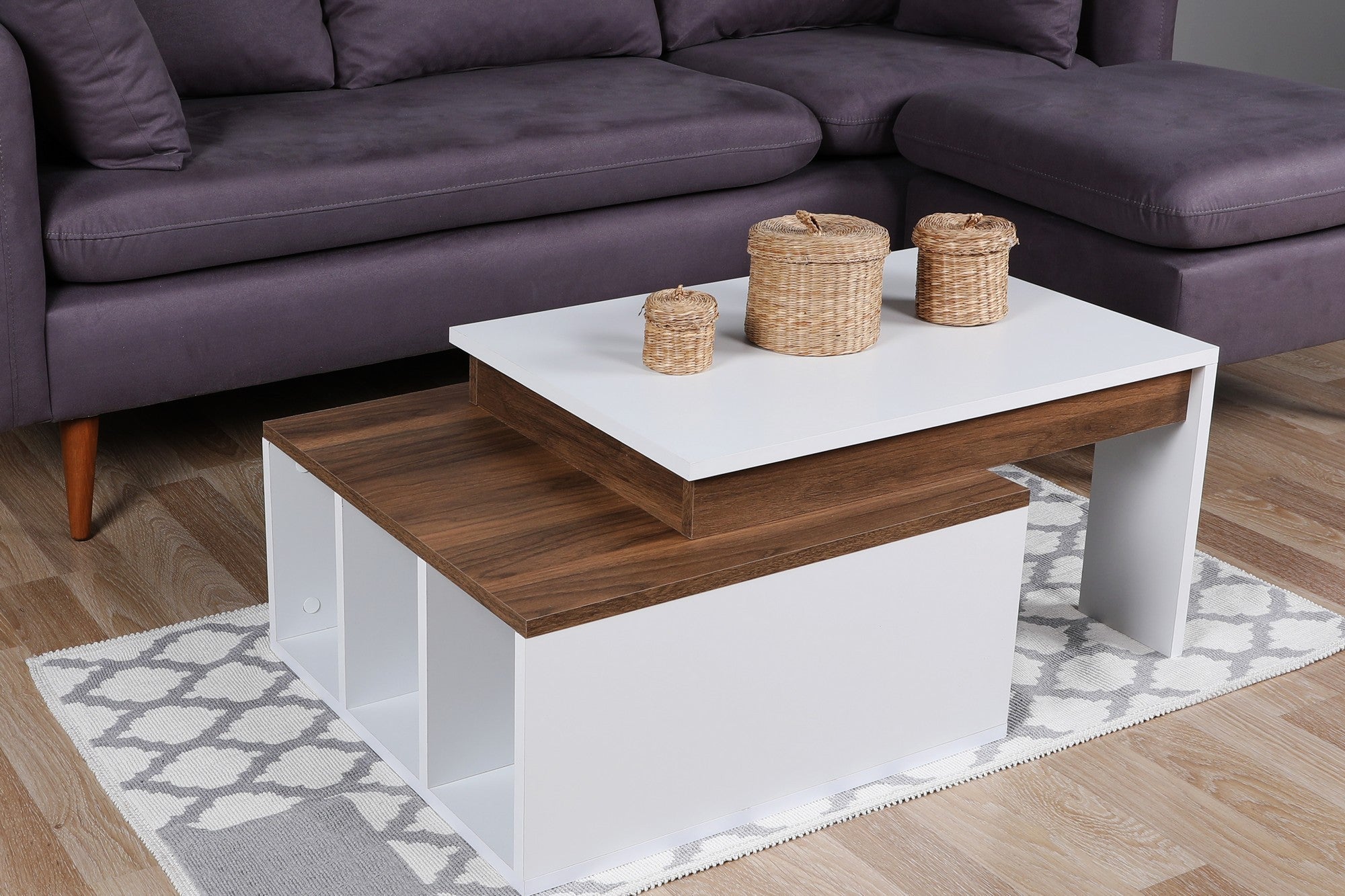 Coffee Table Kolarado - White, Wanut