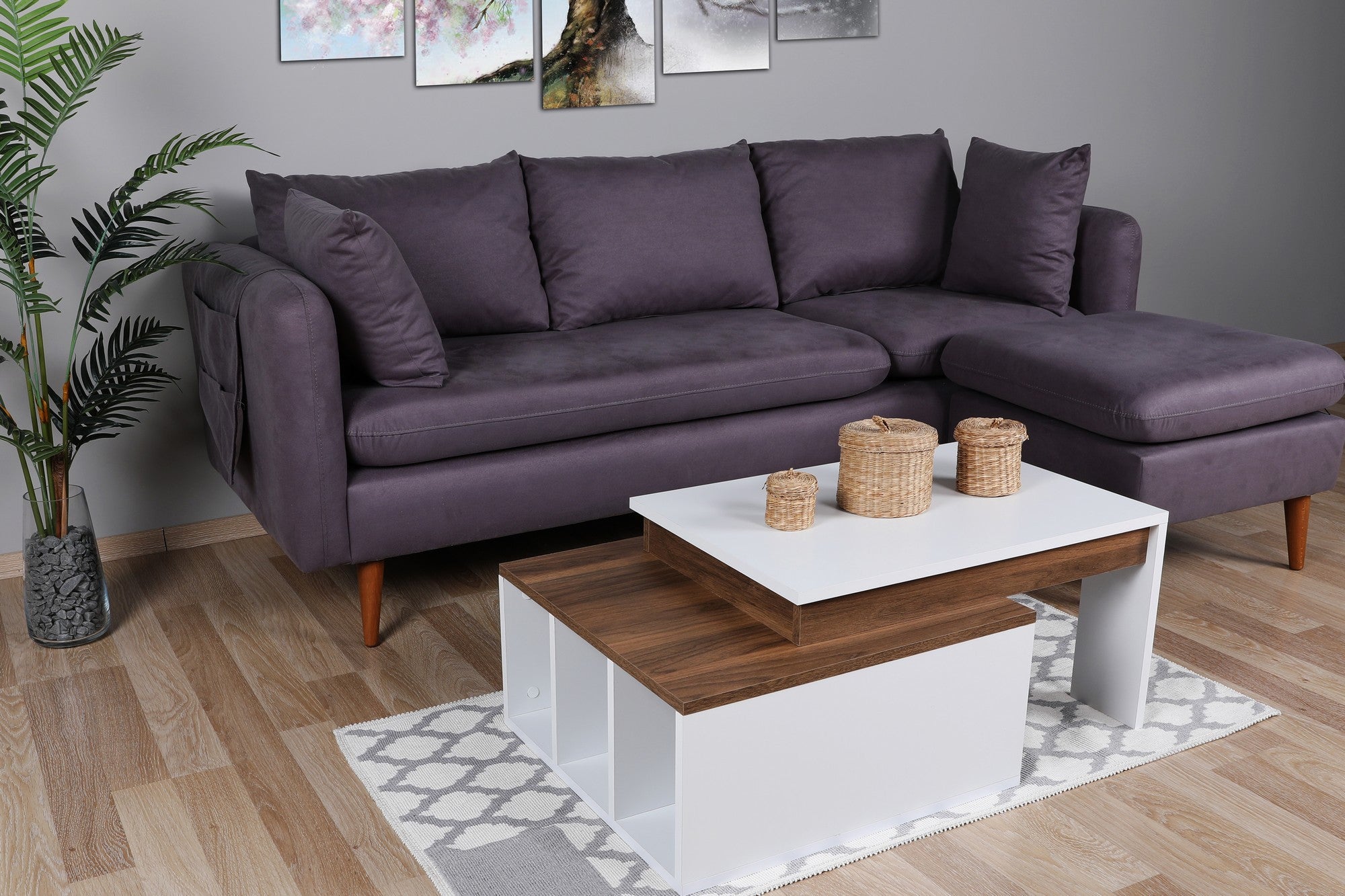 Coffee Table Kolarado - White, Wanut