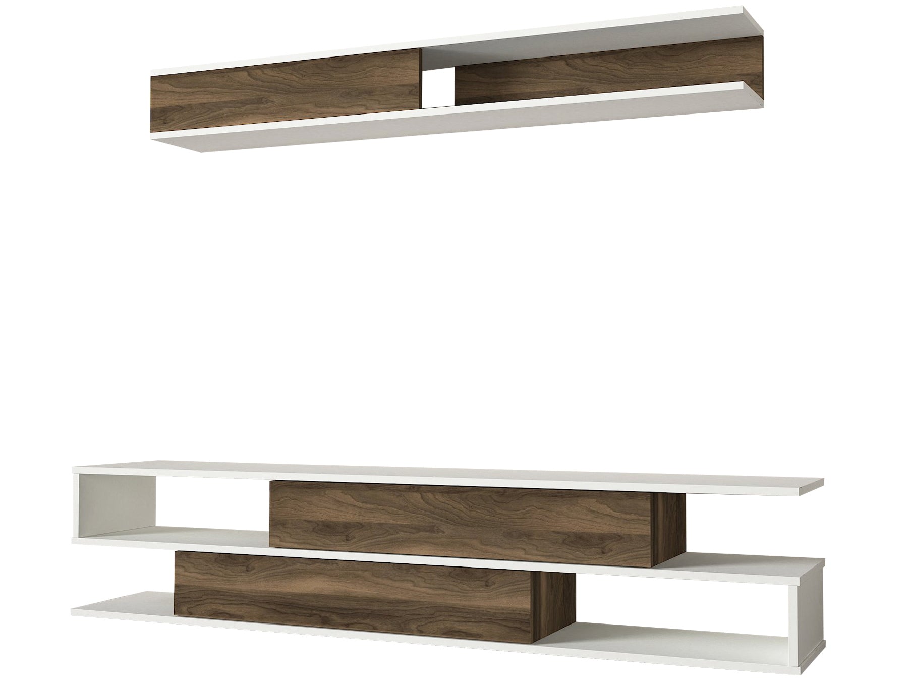 TV Unit Manyetik - White, Walnut