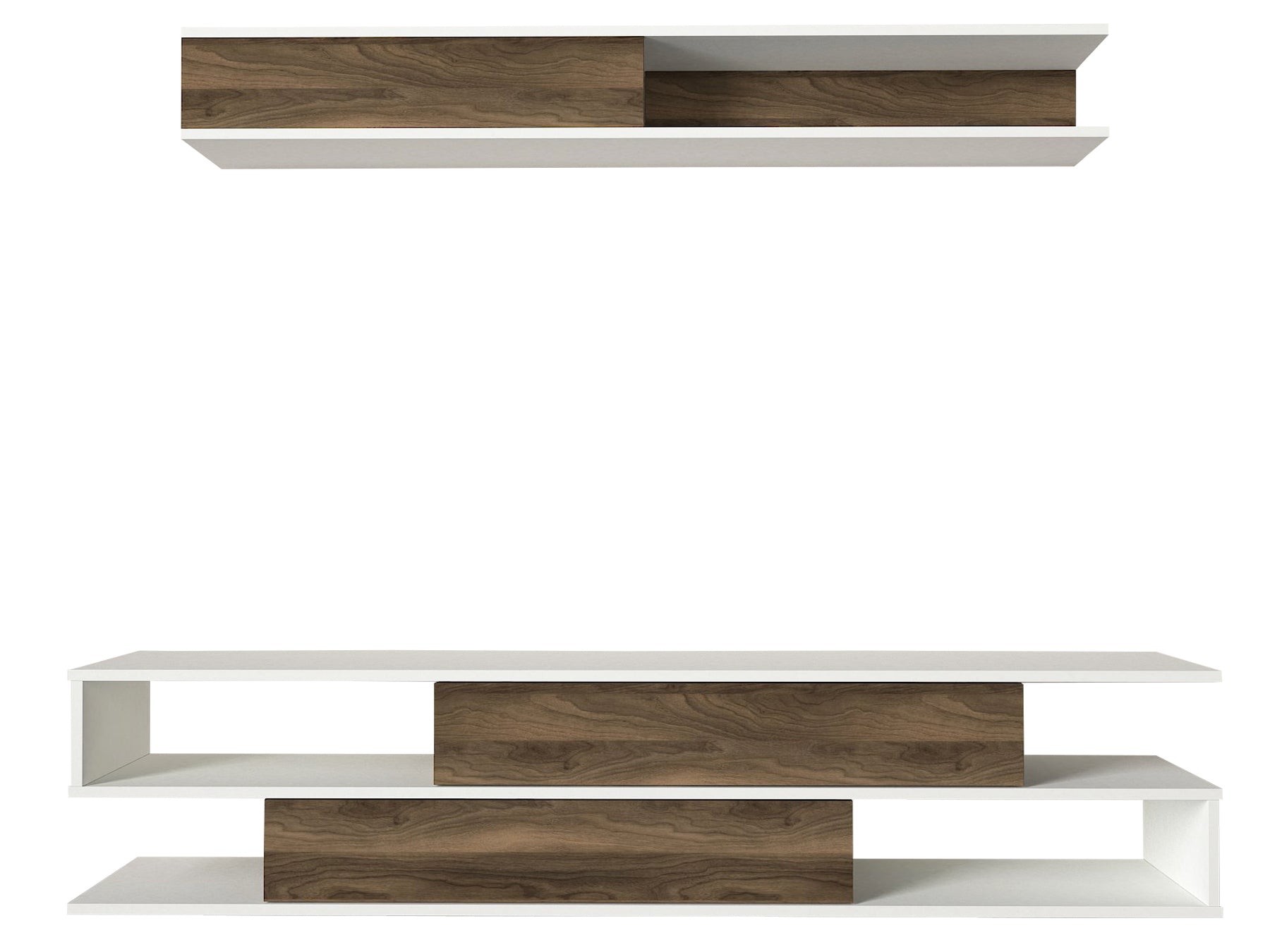 TV Unit Manyetik - White, Walnut