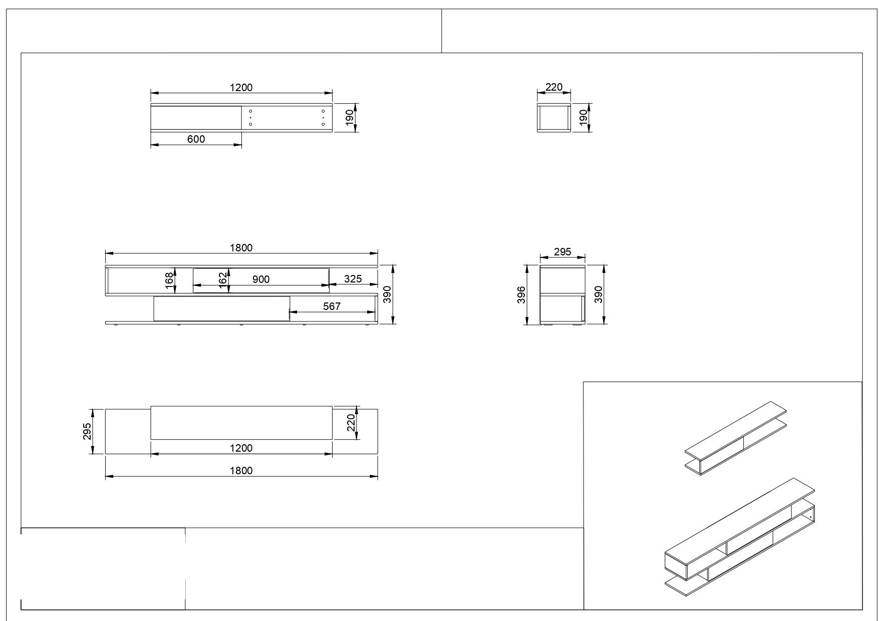 TV Unit Manyetik - White, Walnut