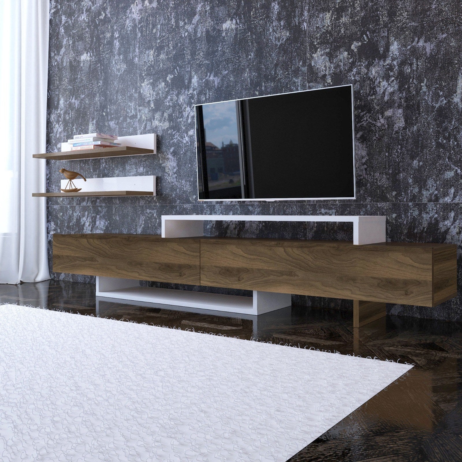 TV Unit Nirvana - White, Teak
