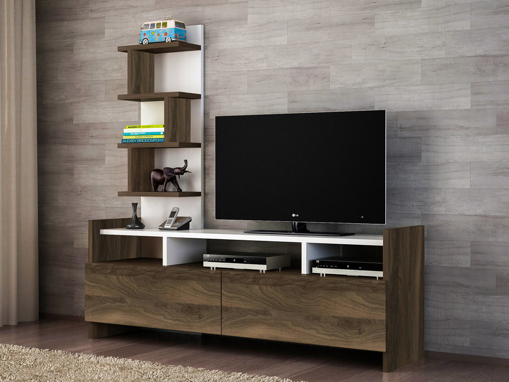 TV Unit Aldora - White, Walnut