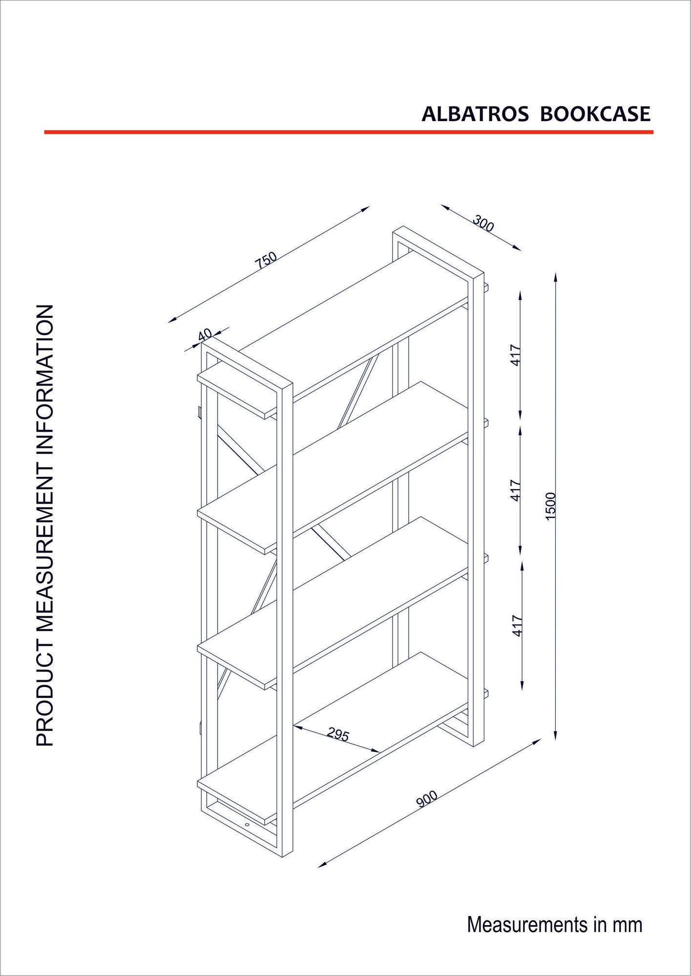 Bookshelf Albatros - Walnut