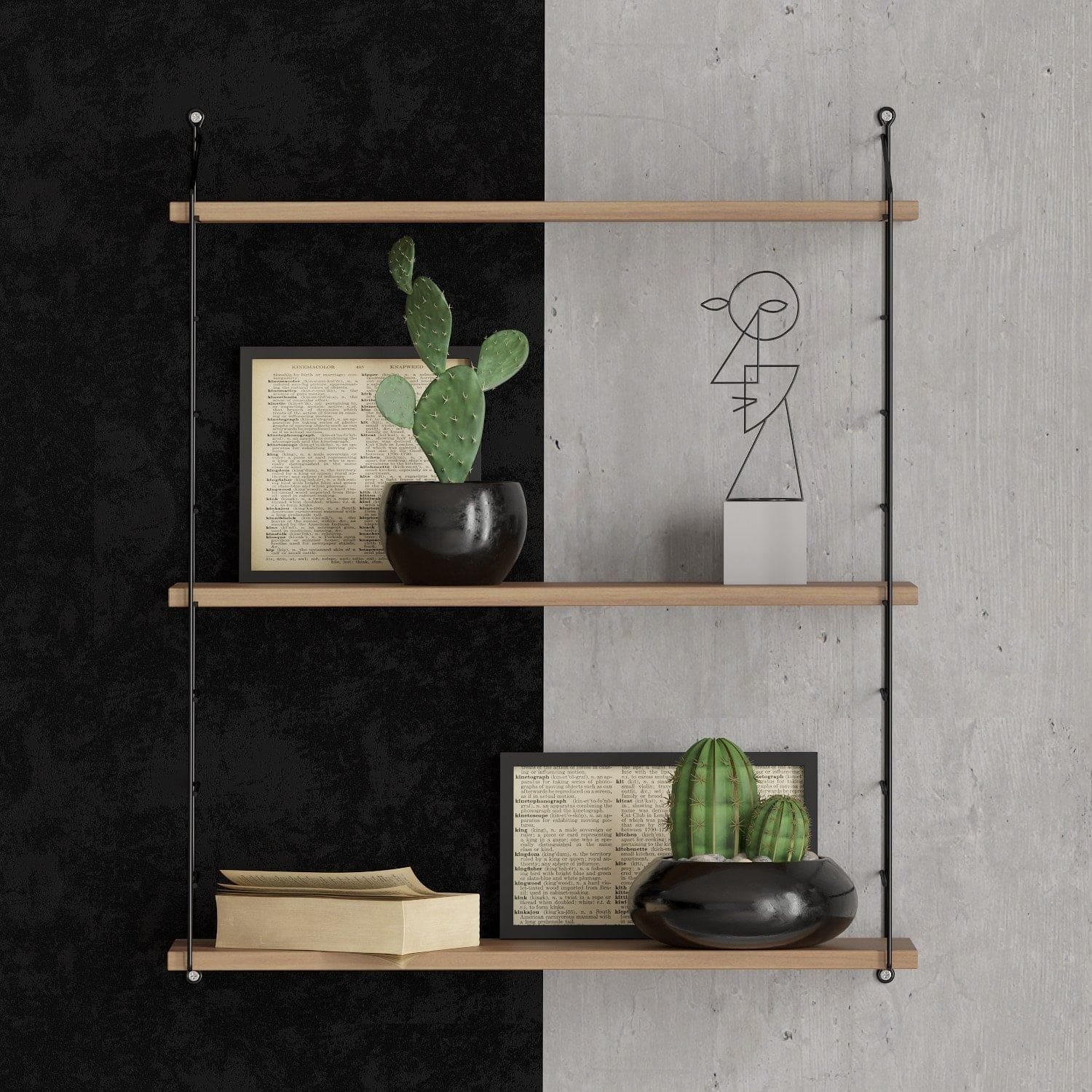 Wall Shelf Armoni 3'lü - Walnut