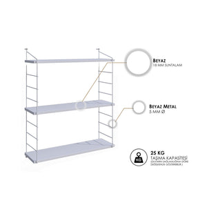 Wall Shelf Armoni 3'lü - Shiny White