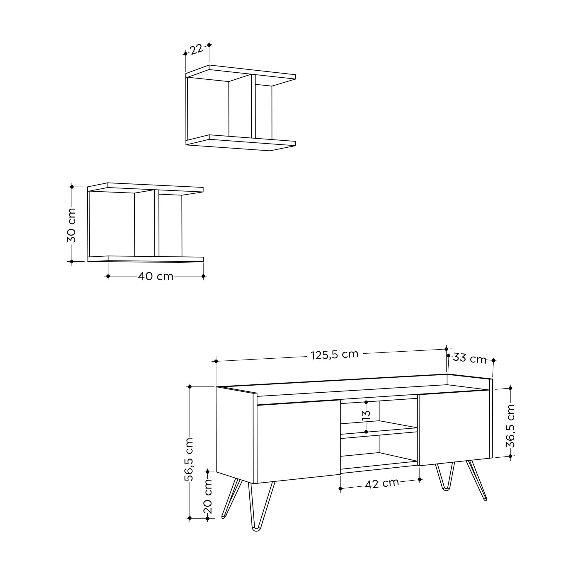 TV Unit Klappe Tv Stand - White, Oak