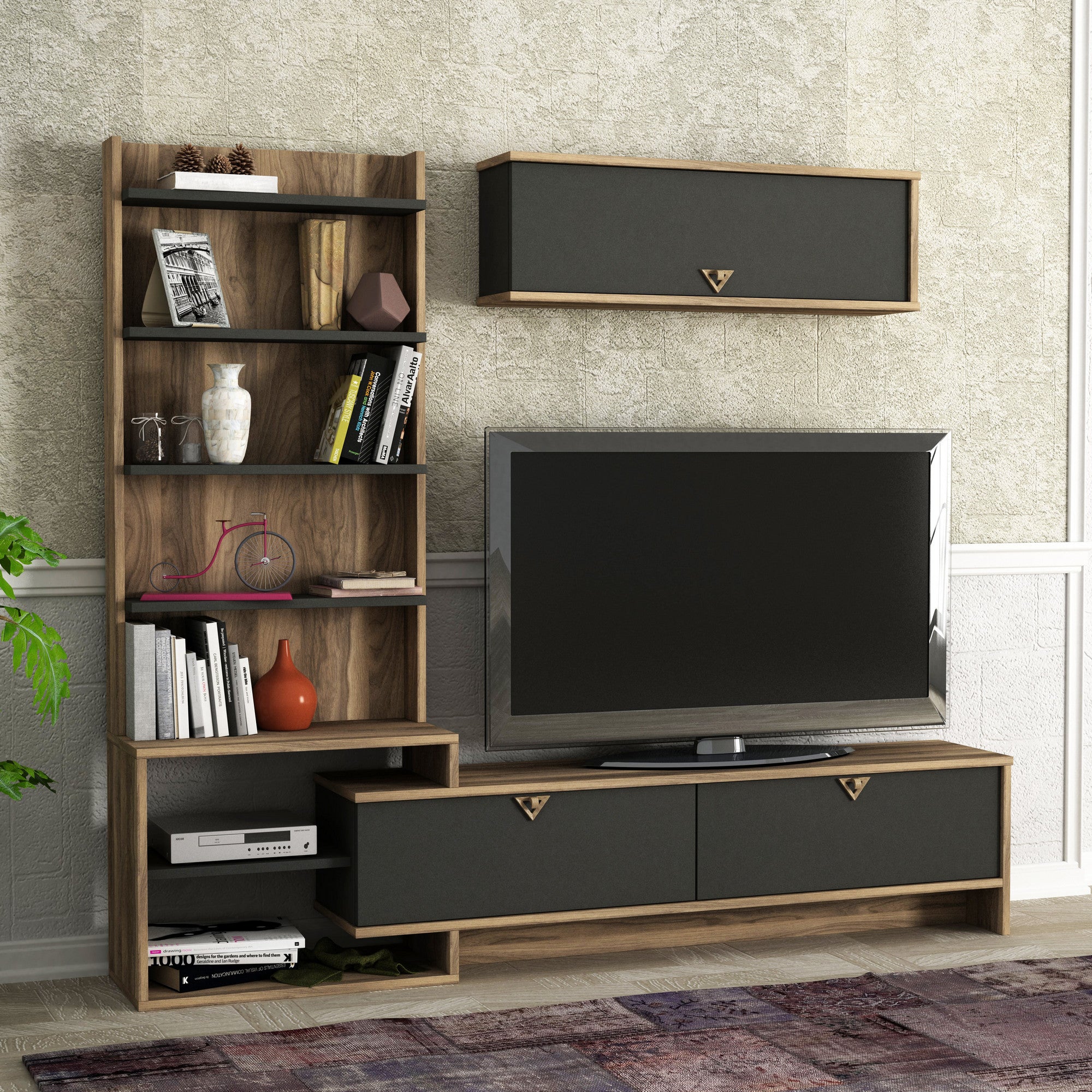 TV Unit Pırıl - Walnut, Anhtracite