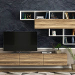 TV Unit Damla - White, Walnut