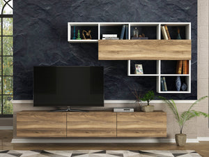 TV Unit Damla - White, Walnut