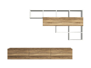 TV Unit Damla - White, Walnut