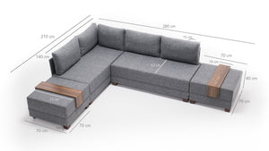 Fly Corner Sofa Bed Left - Brown