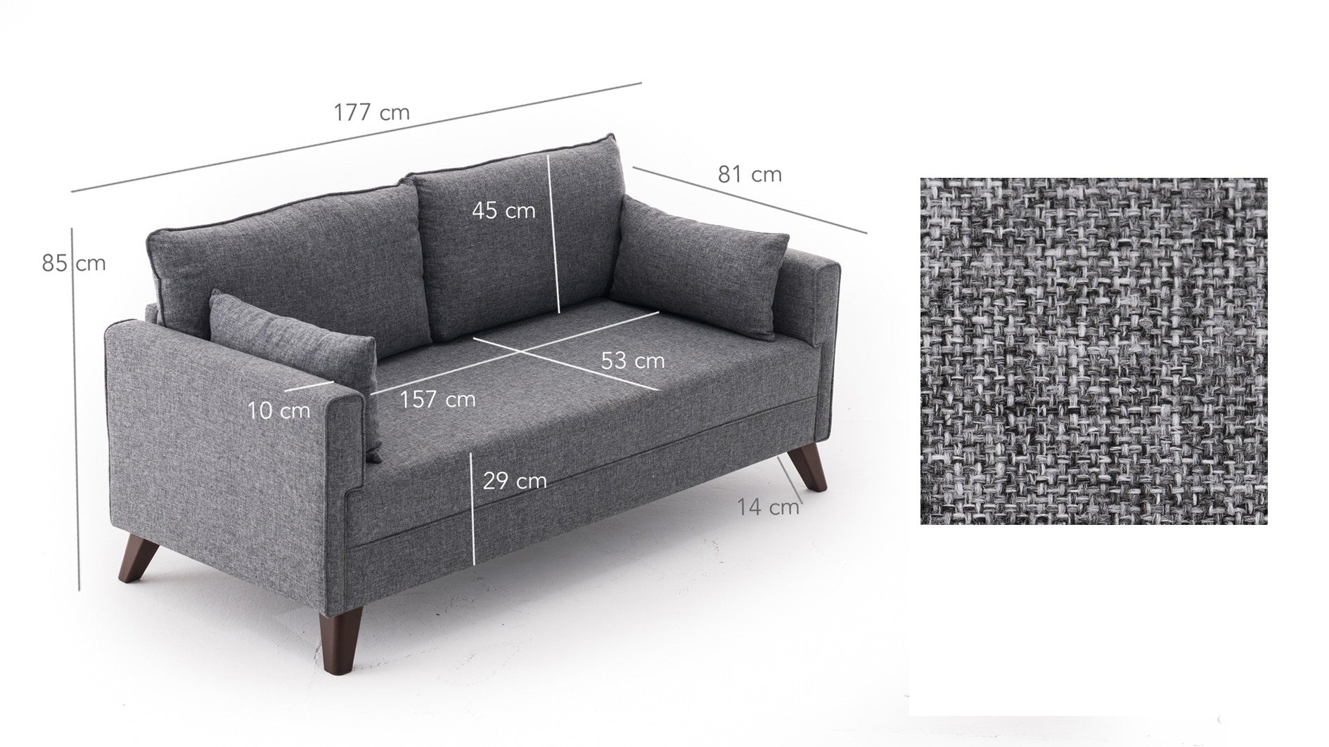 Bella Sofa For 2 Pr - Anthracite