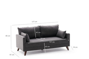 Bella Sofa For 2 Pr - Anthracite