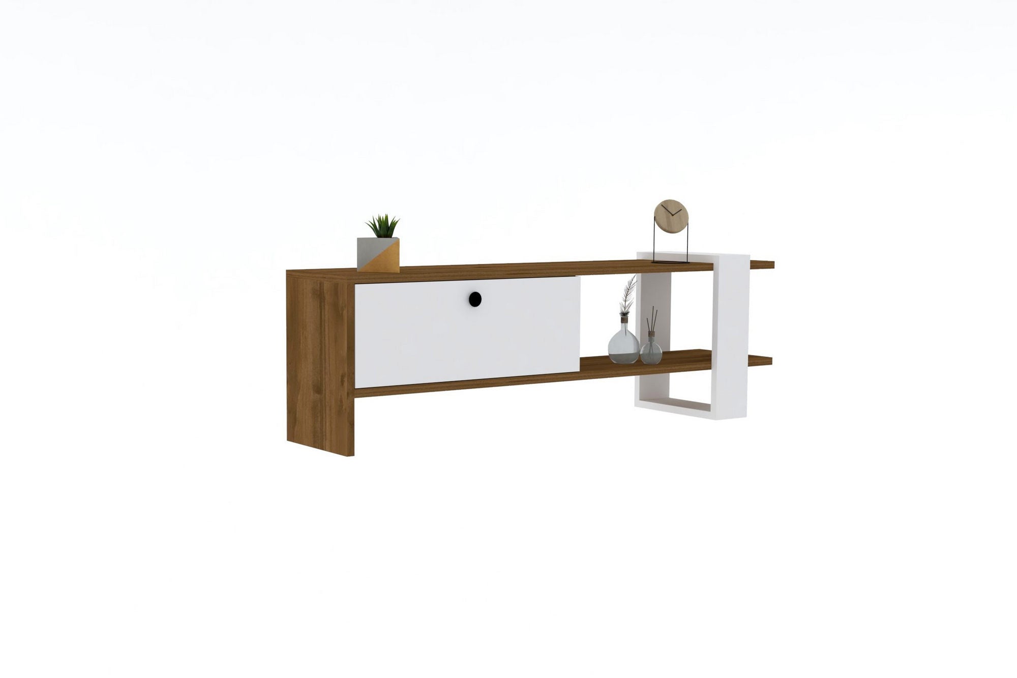 TV Stand Gaye - Walnut, White